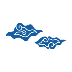 Hand drawn cloud pattern vintage. Indonesian mega mendung batik motif. Vector illustration.