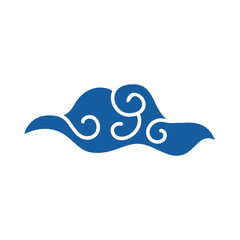 Hand drawn cloud pattern vintage. Indonesian mega mendung batik motif. Vector illustration.