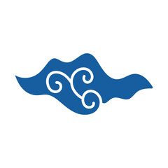 Hand drawn cloud pattern vintage. Indonesian mega mendung batik motif. Vector illustration.