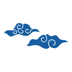 Hand drawn cloud pattern vintage. Indonesian mega mendung batik motif. Vector illustration.