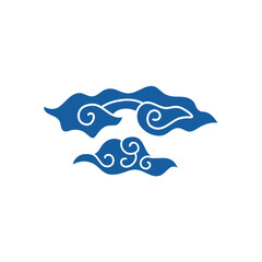 Hand drawn cloud pattern vintage. Indonesian mega mendung batik motif. Vector illustration.