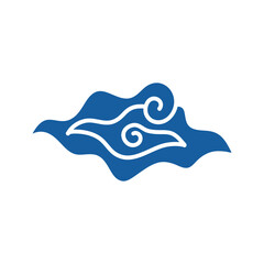 Hand drawn cloud pattern vintage. Indonesian mega mendung batik motif. Vector illustration.