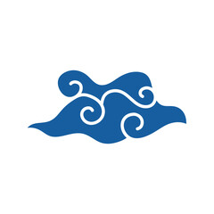 Hand drawn cloud pattern vintage. Indonesian mega mendung batik motif. Vector illustration.