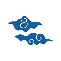 Hand drawn cloud pattern vintage. Indonesian mega mendung batik motif. Vector illustration.