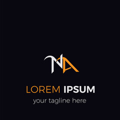 Creative White and Gold Letter Logo Design with NA Initials.