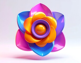 3D flower rendering with vibrant, glossy petals and center
