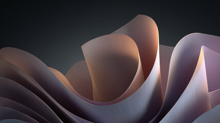 Minimal abstract design composed of curved layers and twisting shapes, smooth surfaces