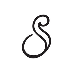 Elegant Swirling Black Letter S Monogram Design Stylish Calligraphy Icon Art