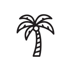 Minimalist island vibe palm tree icon representing exotic holidays and nature