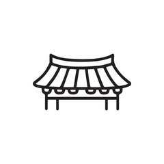 Elegant Outline of an Ancient Oriental Temple or Palace Roof Architecture