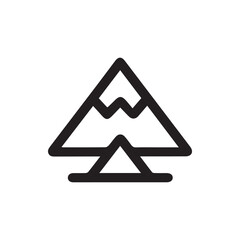 Minimalist Geometric Mountain Icon Representing Nature and Adventure Outline