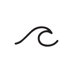 Minimalist Black Line Wave Icon Evoking Calm Ocean Waters and Serene Beaches