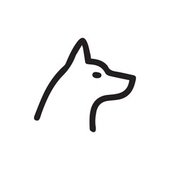 A striking simple black outline of a dog profile against a clean white background