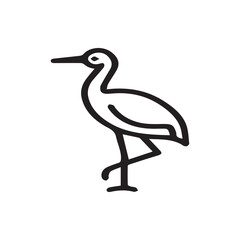 Graceful water bird standing on one leg in a clean minimalist line art style