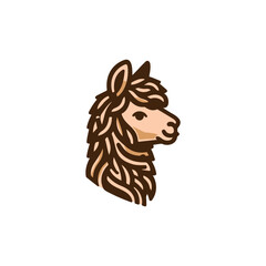 Obraz premium Llama Head Logo Vector Cute Animal Mascot Emblem