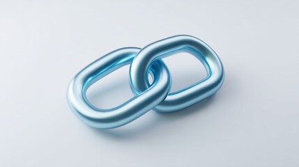 Two interconnected, metallic-blue links with glossy finish, centered on a light-grey background