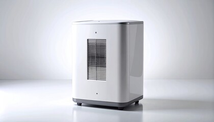 Modern White Air Purifier on White Background for Clean Air.