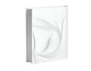A white book with a textured, flowing design on its cover