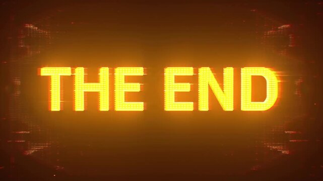 A cinematic visual of The End, with glowing orange text and a fiery, abstract background, suggesting finality or a dramatic conclusion