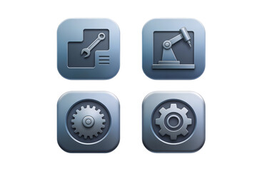 3D Render Engineering, Robotics, and Mechanical Icon Set