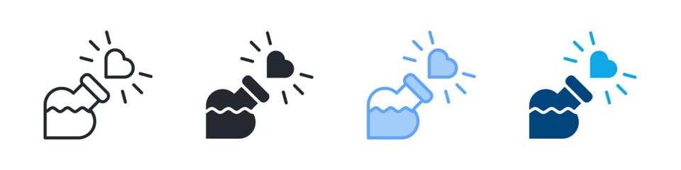 Obraz premium Love Potion Icon Set Multiple Style. Designed In Outline, Blue, Glyph, Dual Tone
