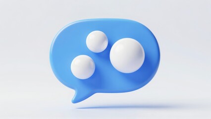 Blue speech bubble with white spheres