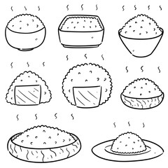 vector set of rice cartoon