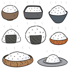 vector set of rice cartoon