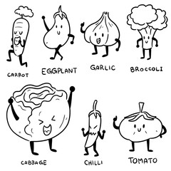 vector set of vegetable cartoon