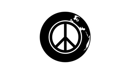An abstract image of a peace symbol combined with the Earth, promoting harmony and global unity. The peace sign stands as a universal symbol.