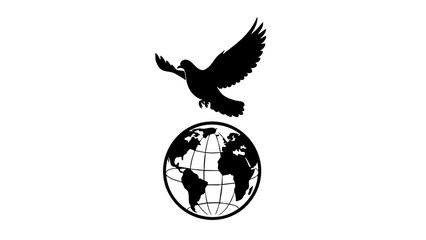 Fototapeta premium Symbol of world peace: A dove in flight above a globe, representing peace and unity across the world