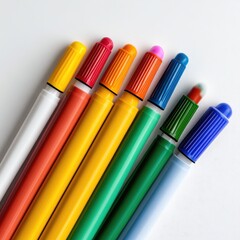 Creative drawing tools display art studio photography bright colors close-up art supplies for inspiration