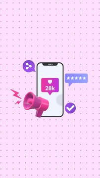 Animation Illustrating Social Media Marketing, Brand Promotion, Online Engagement, And Management Strategies In Vertical Video Format For Businesses And Digital Campaigns.