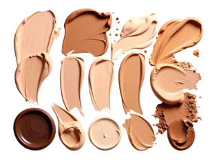 Swatches of various foundation shades on a black background (1)