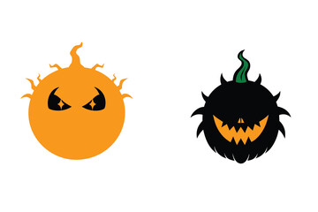 Haunted Pumpkin Silhouette Illustration Spooky Scary Decoration Design