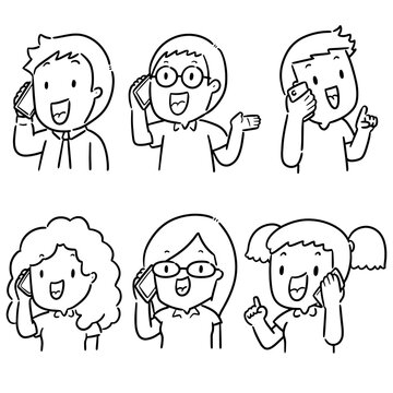 vector set of people using smartphone
