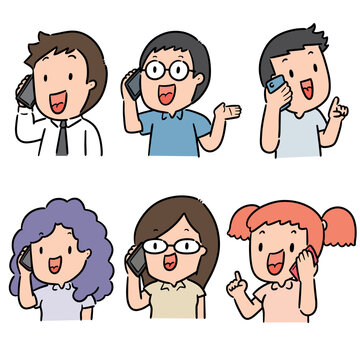 vector set of people using smartphone