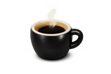 Espresso coffee icon with steaming cup design for cafe and beverage themes