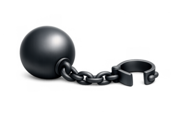 Minimalistic ball and chain design for symbolism and metaphor concepts
