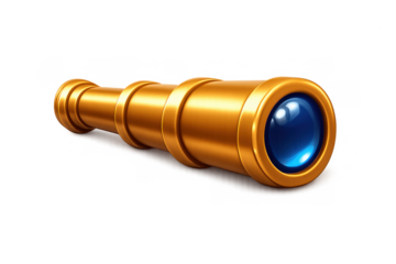Brass telescope icon for exploration and navigation design elements