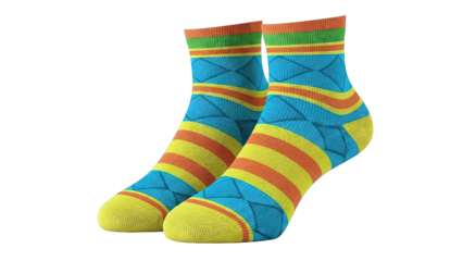 Colorful Striped and Diamond Patterned Socks