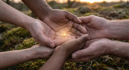 Diverse Hands Holding Seed Representing Unity, Hope and Shared Future