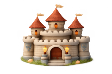 Medieval castle icon in simple composition for design and decoration