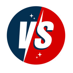 VS icons in round shape. versus symbol in blue and red color design 