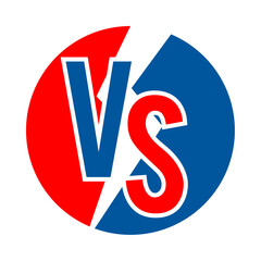 VS icons in round and thunder shape. versus symbol in blue and red color design 