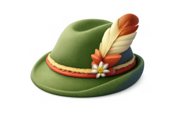 Alpine hat icon with feather and edelweiss for design and illustration projects