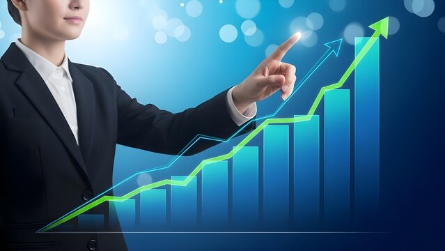 Holographic image of business growth and financial success - Powered by Adobe