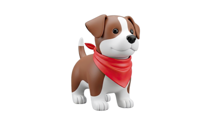 Cartoon Dog Wearing a Red Bandana
