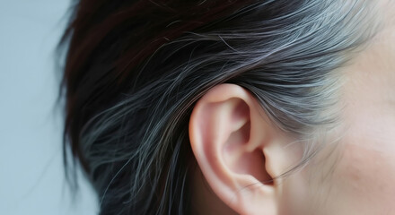 白髪が目立つ女性の頭髪 シルバーヘア