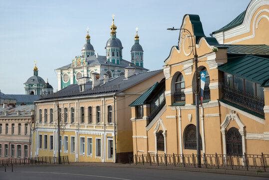 Assumption Cathedral and the inner-house Church of St. John the Baptist of the Holy Trinity Monastery. Smolensk, Russia